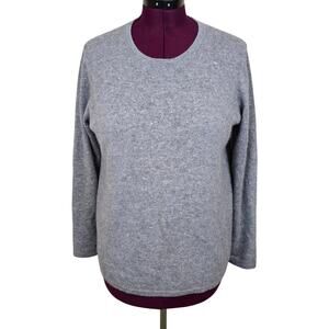 Women's Vertical Design Cashmere Gray Sweater with Rhinestones | Size Large